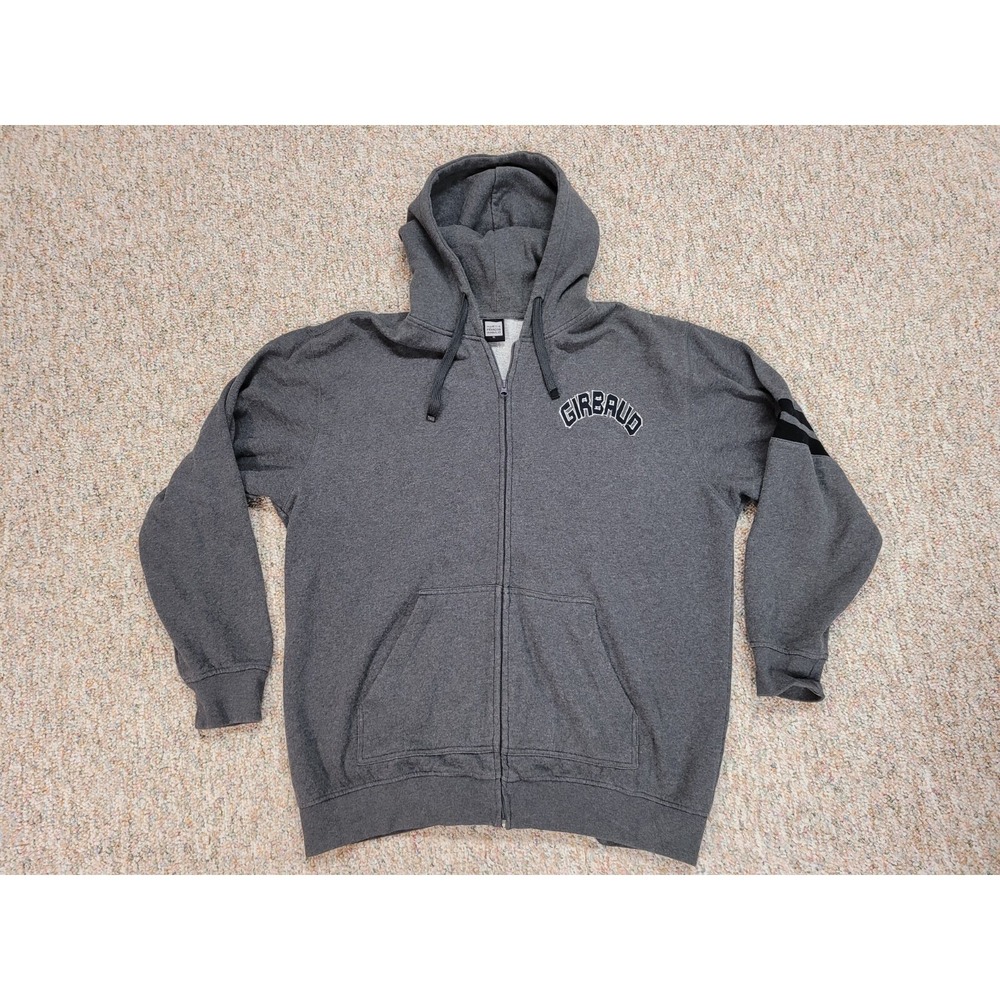 Marithe Francois Girbaud Hoodie Mens XL Gray Full Zip Arch Logo Sweatshirt